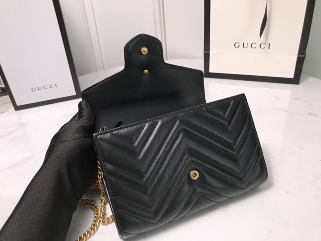 Gucci經典款女包 474575 古馳Marmont系列單肩鏈條包 Gucci全皮迷你小挎包  gqy3943